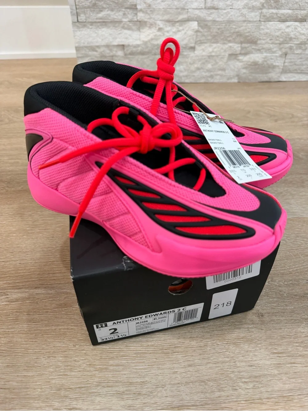 adidas Kids Pink & Black Anthony Edwards 2 C Basketball Shoes